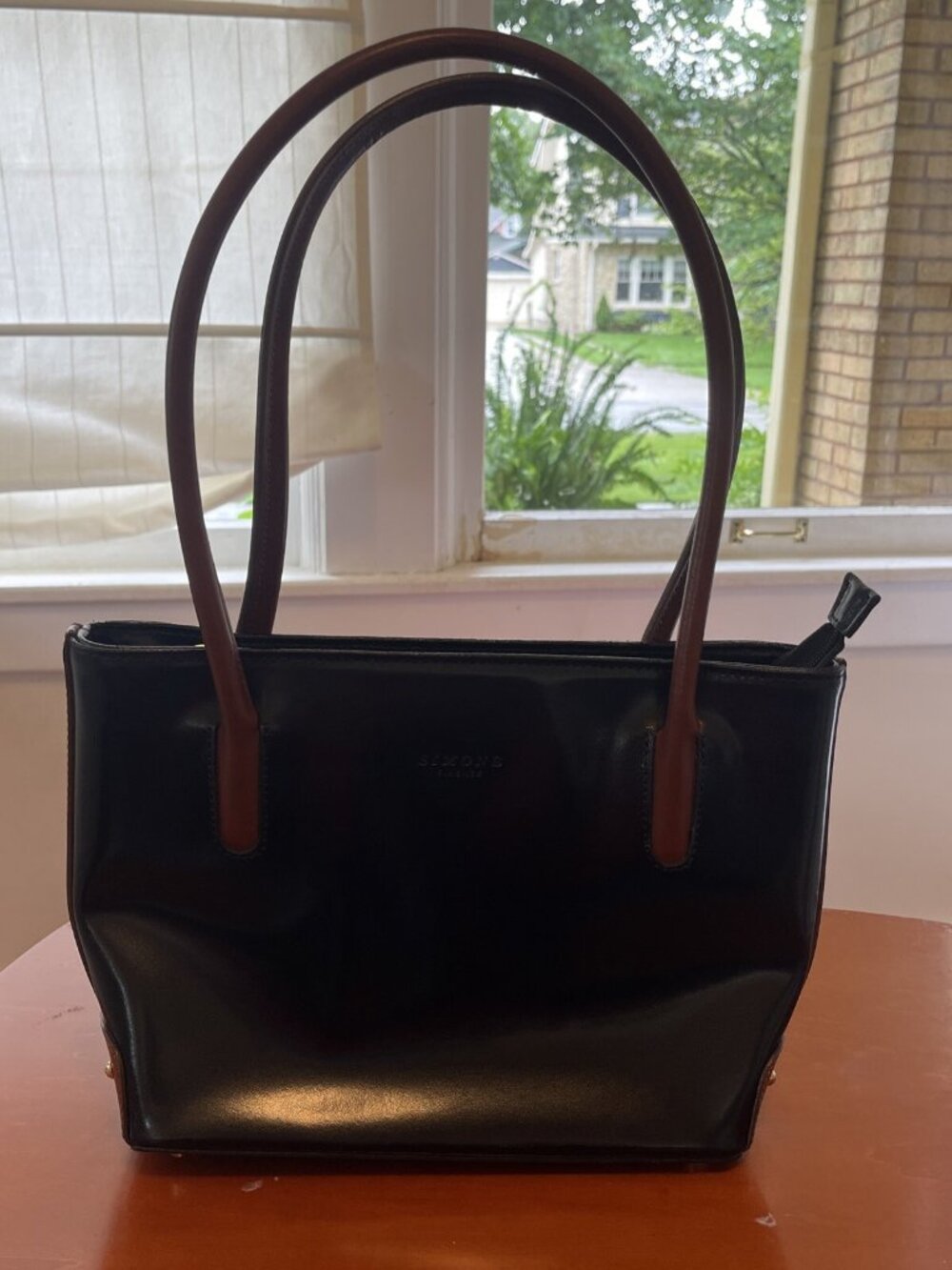 Beautiful! Simone Firenze Black Genuine Leather Handmade in Florance Italy